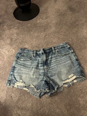 aerie Light Wash Distressed Denim Shorts